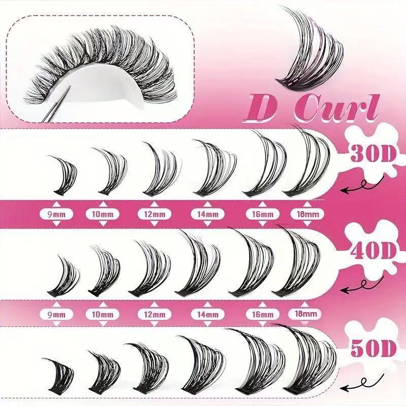 Eyelash Extension Volume Lashes - 프로페셔널 D컬 클러스터 속눈썹 키트 30D